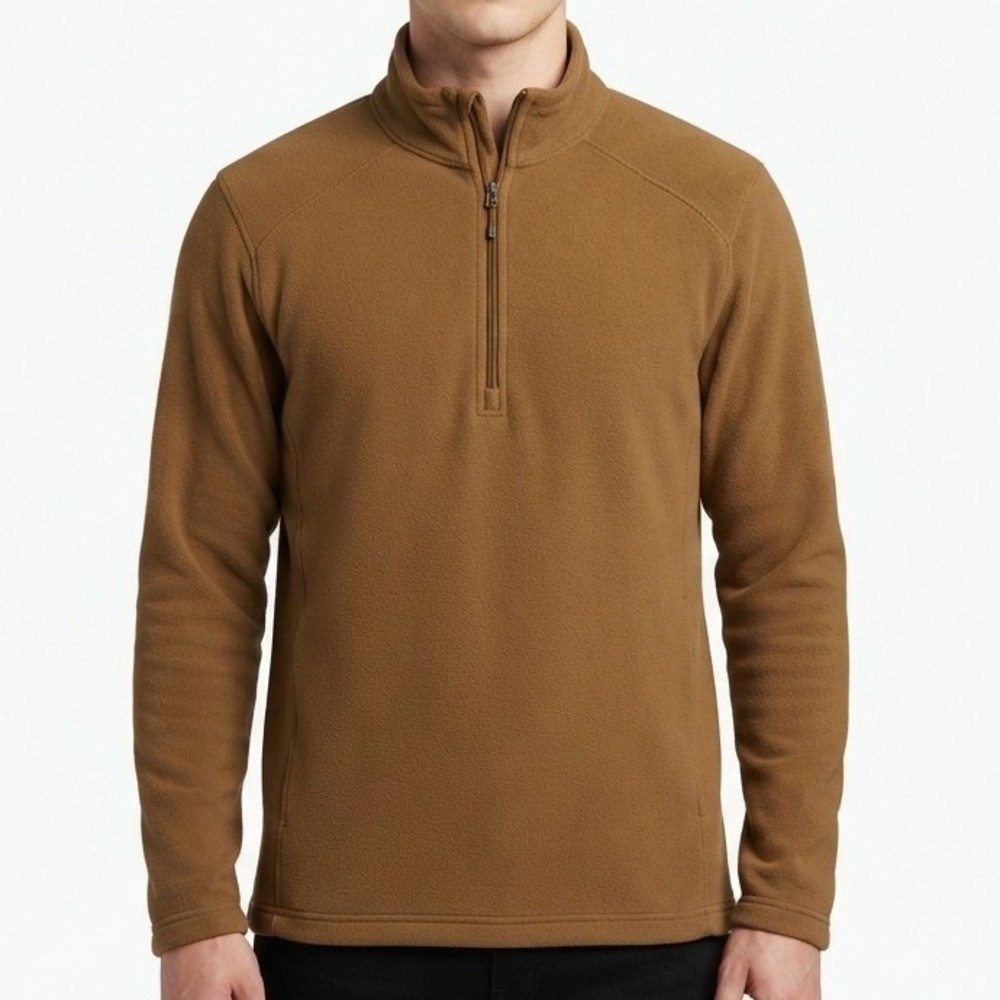 Beyond Clothing Fleece Pullover Mens Medium Brown Quarter Zip Tactical Hiking
